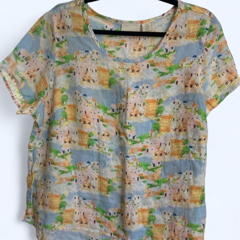 Cynthia Rowley coastal linen blouse 1X